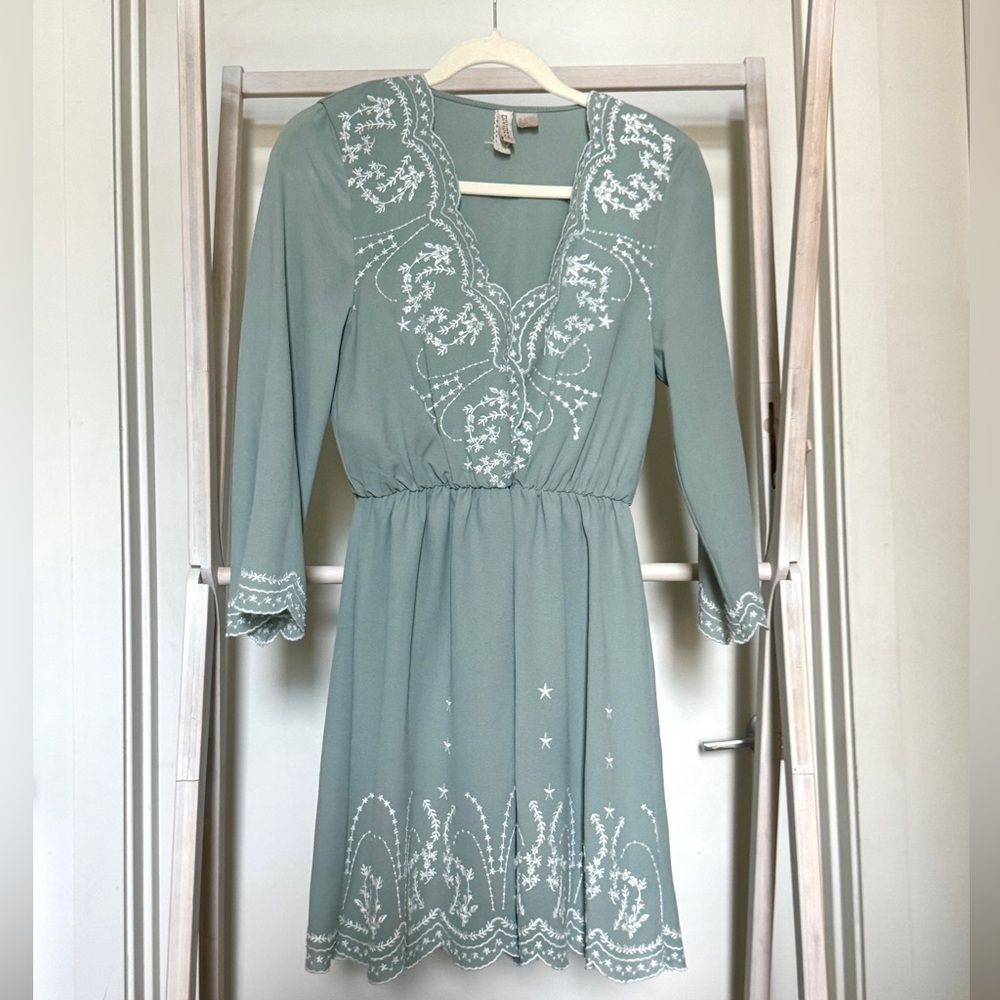 H&M Embroidered Mini Dress